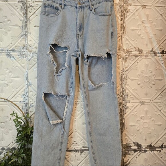 PacSun Mom Jeans Distressed Light Eco Blue Denim Ankle Jeans Size 27 Retro Y2K - Picture 2 of 13